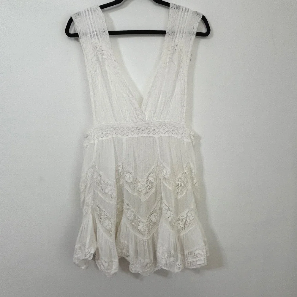 Free People Intimately Tunic Boho Lace Gauze Beach Cottagecore White Womens SP - Picture 6 of 11